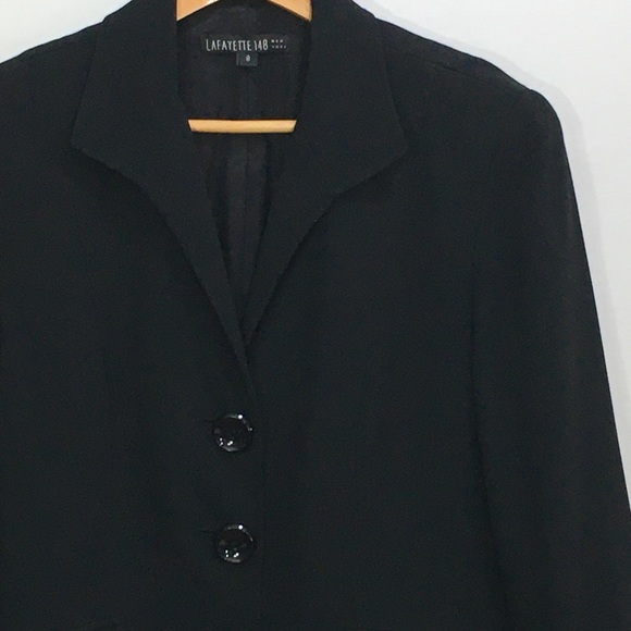 LAFAYETTE148 West Crepe Black Three Buttoned Lined Blazer - Picture 2 of 9